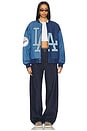view 5 of 5 x REVOLVE Dodgers Denim Logo Bomber in Denim Dark & Medium