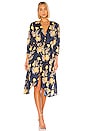 view 1 of 4 ROBE MI-LONGUE AINSLEY in Navy & Gold Floral