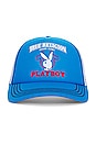 view 1 of 2 x Playboy Bunny Trucker Hat in Blue Aster & Optic White