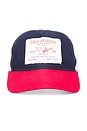 view 1 of 2 Frayed Edge Buddha Trucker Hat in Navy & Red