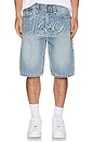 view 4 of 5 Fray Graphic Bobby Super T Denim Shorts in Bleach Out Medium Wash