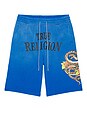 view 5 of 5 Floral Snake Mikey Sweatshorts in Lapis Blue