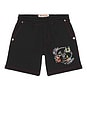 view 4 of 5 Buddha Face Big T Fleece Shorts in Jet Black