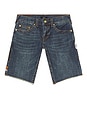 view 7 of 7 Ricky Big T Undone Hem Shorts in Sideline Indigo Dark Wash