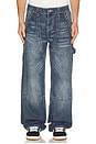 view 1 of 6 Vinny Ultra Baggy Carpenter Big T Denim Pant in Red Wine Medium Wash
