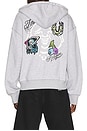 view 1 of 6 Buddha Face Big T Boxy Zip Up Hoodie in Heather Grey