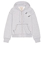 view 5 of 6 Buddha Face Big T Boxy Zip Up Hoodie in Heather Grey