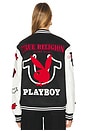 view 4 of 7 x Playboy Good Bunny Varsity Jacket in Black & Winter White