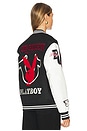view 5 of 7 x Playboy Good Bunny Varsity Jacket in Black & Winter White