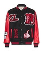 view 1 of 6 Varsity Jacket in Jet Black & Red