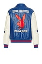 view 1 of 6 x Playboy PU Bomber Jacket in Pacific Blue & Solitary Star