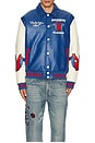 view 5 of 6 x Playboy PU Bomber Jacket in Pacific Blue & Solitary Star