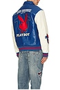 view 6 of 6 x Playboy PU Bomber Jacket in Pacific Blue & Solitary Star