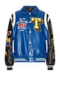 view 2 of 6 Color Block Puffer Bomber Jacket in Blue & Black
