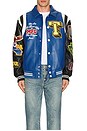view 6 of 6 Color Block Puffer Bomber Jacket in Blue & Black