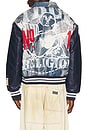 view 4 of 6 Denim Print Bomber Jacket in Indigo Print