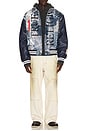 view 5 of 6 Denim Print Bomber Jacket in Indigo Print