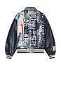 view 6 of 6 Denim Print Bomber Jacket in Indigo Print
