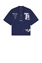view 1 of 5 Oversized Short Sleeve Mesh Polo in Medieval Blue