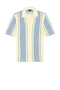 view 4 of 4 Short Sleeve Knit Stripe Shirt in Winter White & Blue Bell