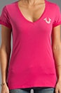 view 3 of 3 Jane V Neck Tee in Fuchsia