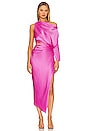 view 1 of 4 One Sleeve Drape Midi Dress in Blossom