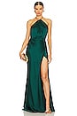 view 1 of 3 Asymmetrical Halter Gown in Forest