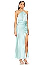 view 2 of 3 Asymmetrical Halter Dress in Baby Blue