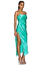 view 2 of 3 Asymmetrical Bardot Dress in Turquoise