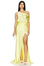 view 1 of 3 Asymmetrical Cowl Wrap Gown in Limoncello