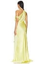 view 3 of 3 Asymmetrical Cowl Wrap Gown in Limoncello