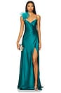 view 1 of 3 Wrap Gown With Detachable Ostrich Trim in Lagoon