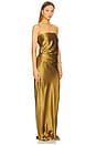 view 2 of 3 Draped Strapless Gown in Antique Gold