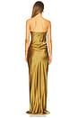 view 3 of 3 Draped Strapless Gown in Antique Gold