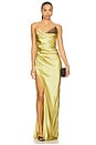 view 1 of 4 Lace Inset Cowl Gown in Citrine