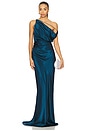view 1 of 4 Strapped Off Shoulder Gown in Marine