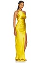 view 2 of 4 Asymmetrical Gathered Wrap Gown in Yuzu