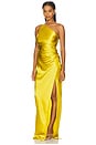 view 3 of 4 Asymmetrical Gathered Wrap Gown in Yuzu