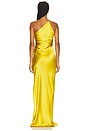 view 4 of 4 Asymmetrical Gathered Wrap Gown in Yuzu
