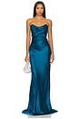 view 1 of 3 Cowl Bustier Gown in Peacock