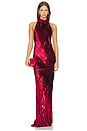 view 1 of 3 Halter Bias Gown in Ruby