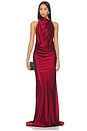 view 1 of 5 Halter Drape Bias Gown in Brick