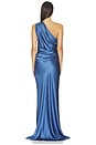 view 4 of 4 Draped One Shoulder Gown in Steel Blue