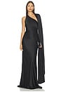 view 1 of 3 Drape Sleeve One Shoulder Gown in Black