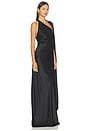 view 2 of 3 Drape Sleeve One Shoulder Gown in Black