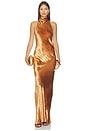 view 1 of 4 Halter Bias Gown in Whiskey