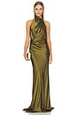 view 1 of 3 Halter Drape Bias Gown in Olive