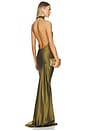 view 4 of 3 Halter Drape Bias Gown in Olive