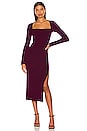 view 1 of 3 Square Neck Dress with Slit in Plum