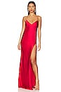 view 2 of 4 Strappy Bias High Slit Gown in Scarlet